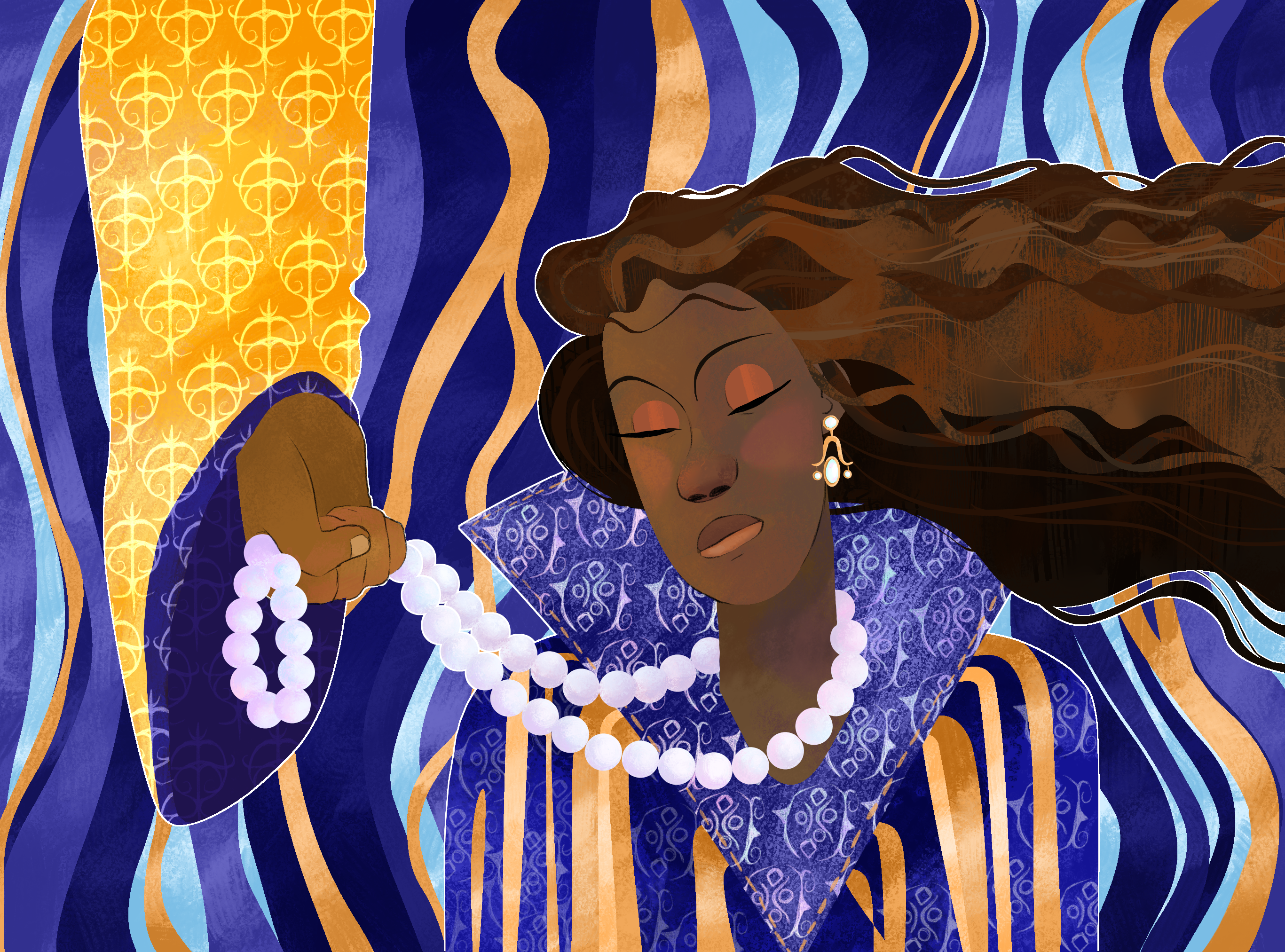 woman in pearls